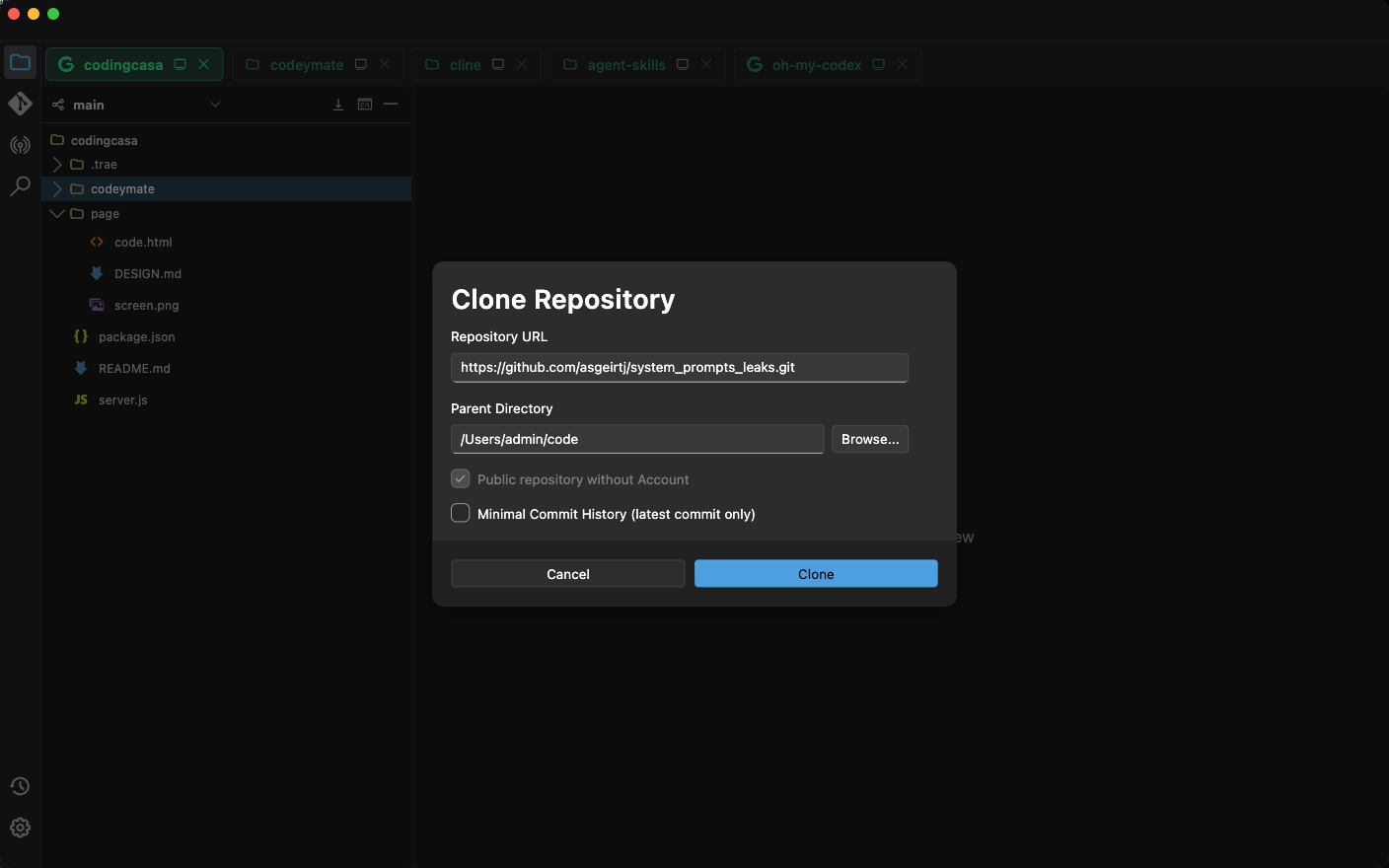 公共项目 Clone